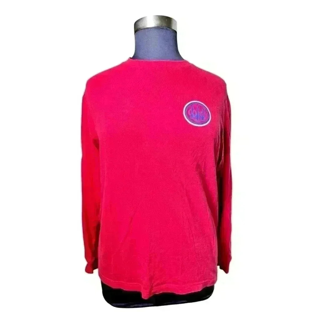 Beretta‎ Mens Large Red Long Sleeve Cotton Shirt Beretta Text Sleeves